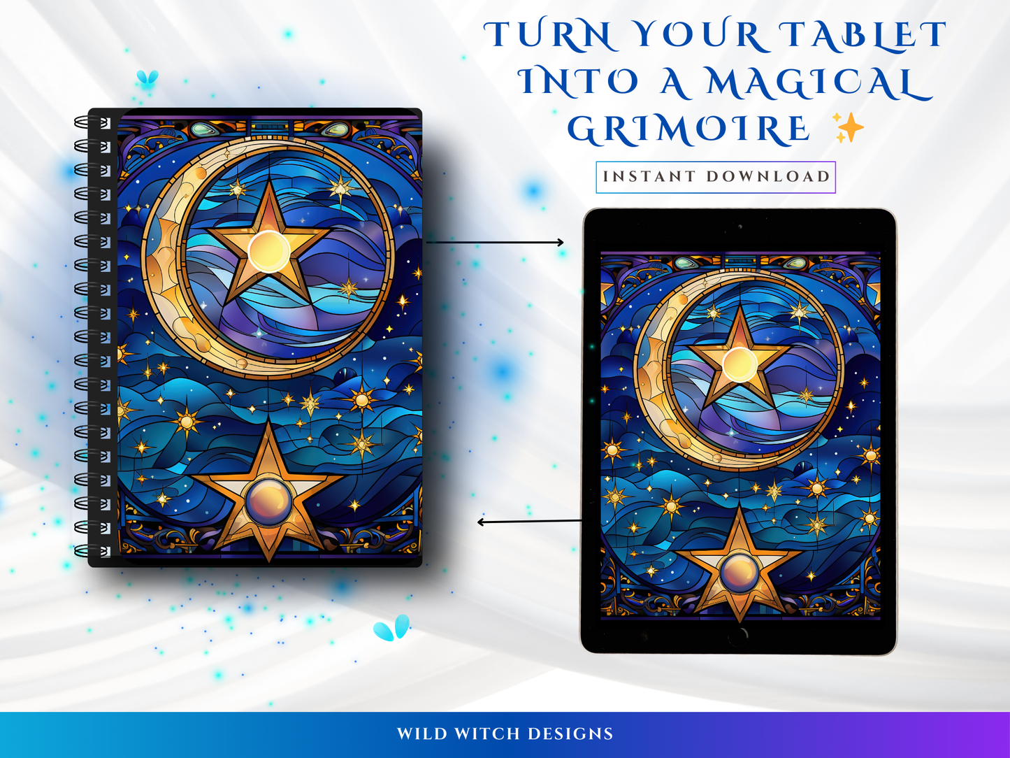 Blue Celestial Digital Planning Journal | Witchcraft Planner | Magical Journal | Digital Download | Goodnotes Compatible