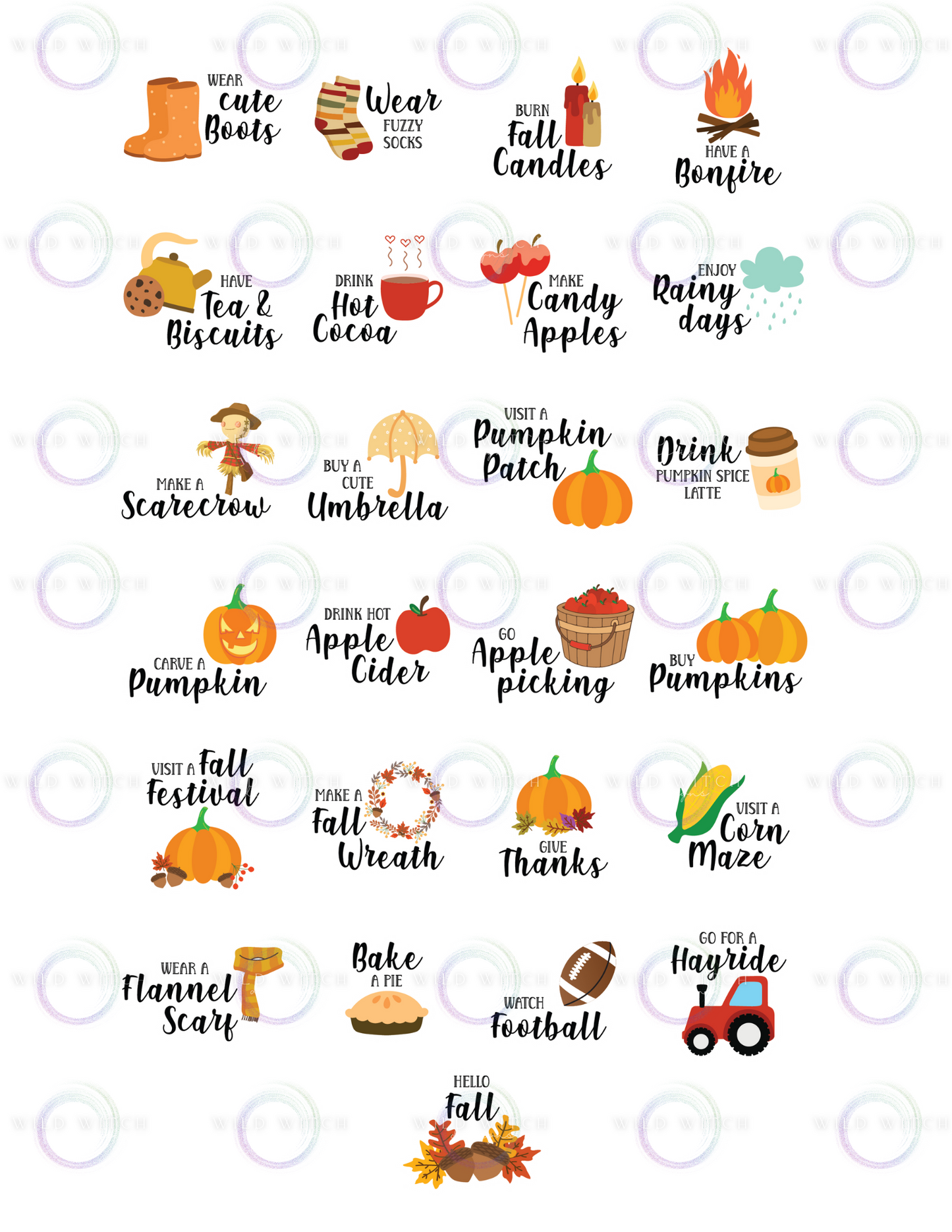 🍁 Fall Bucket List Digital Sticker Pack 🍁
