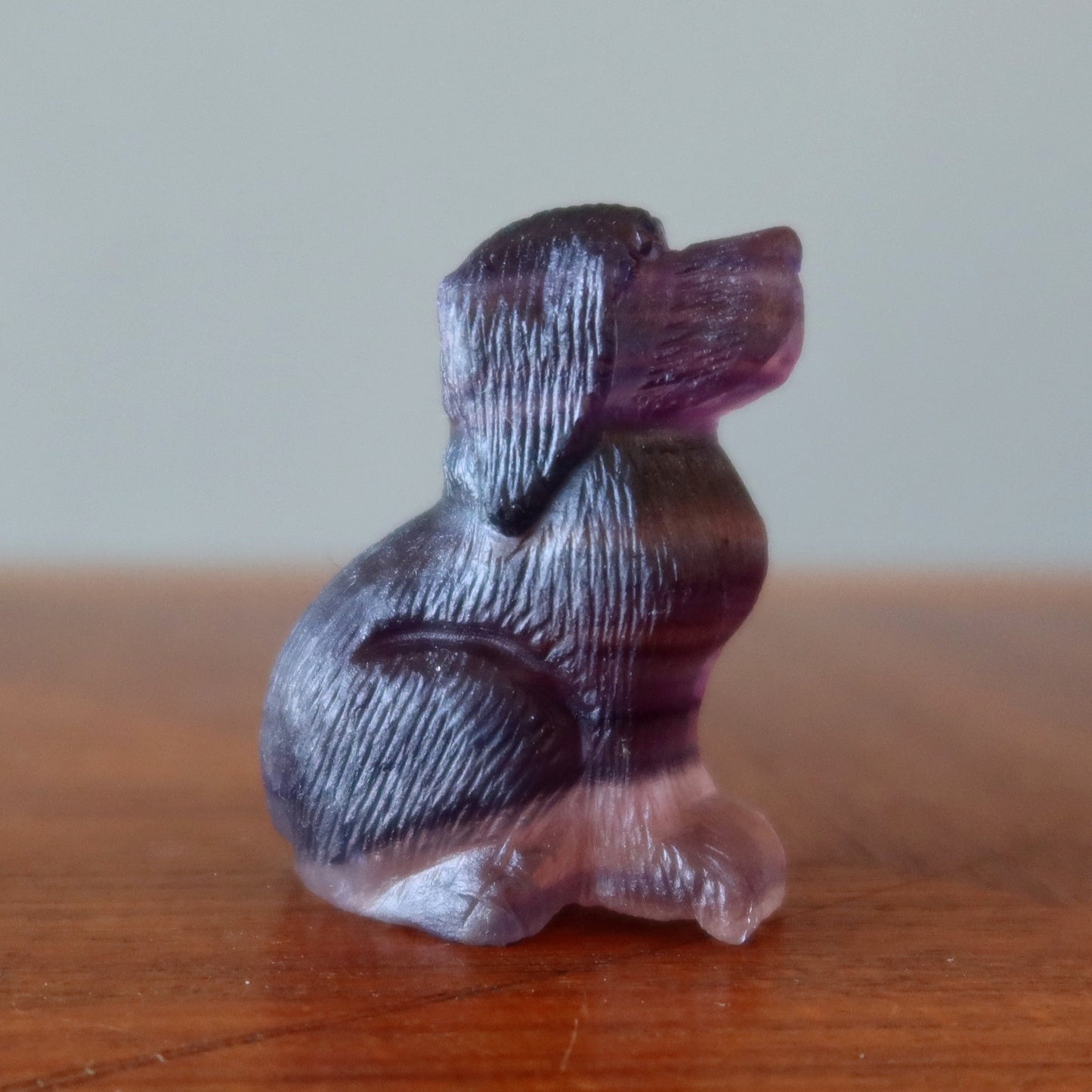 Fluorite Dog Lovely Loyal Puppy Crystal Statue