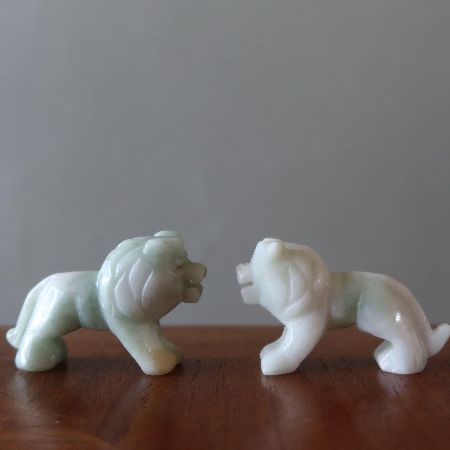 Jade Lion Lucky Life Leader Green Jadeite Crystal Animal Figurine
