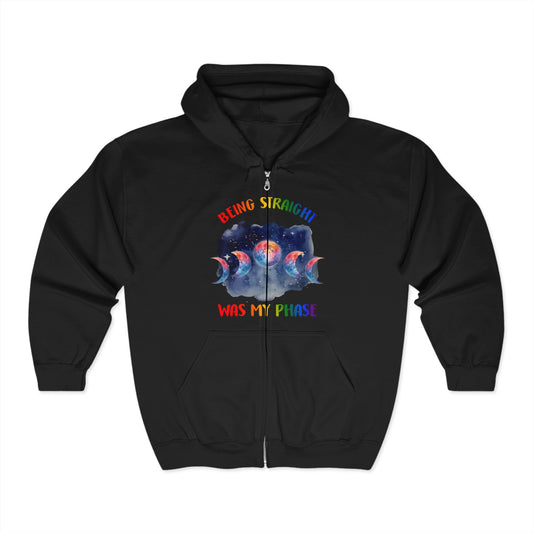 'BEING STRAIGHT WAS MY PHASE' - Unisex Hoodie with Diverse Pride Design