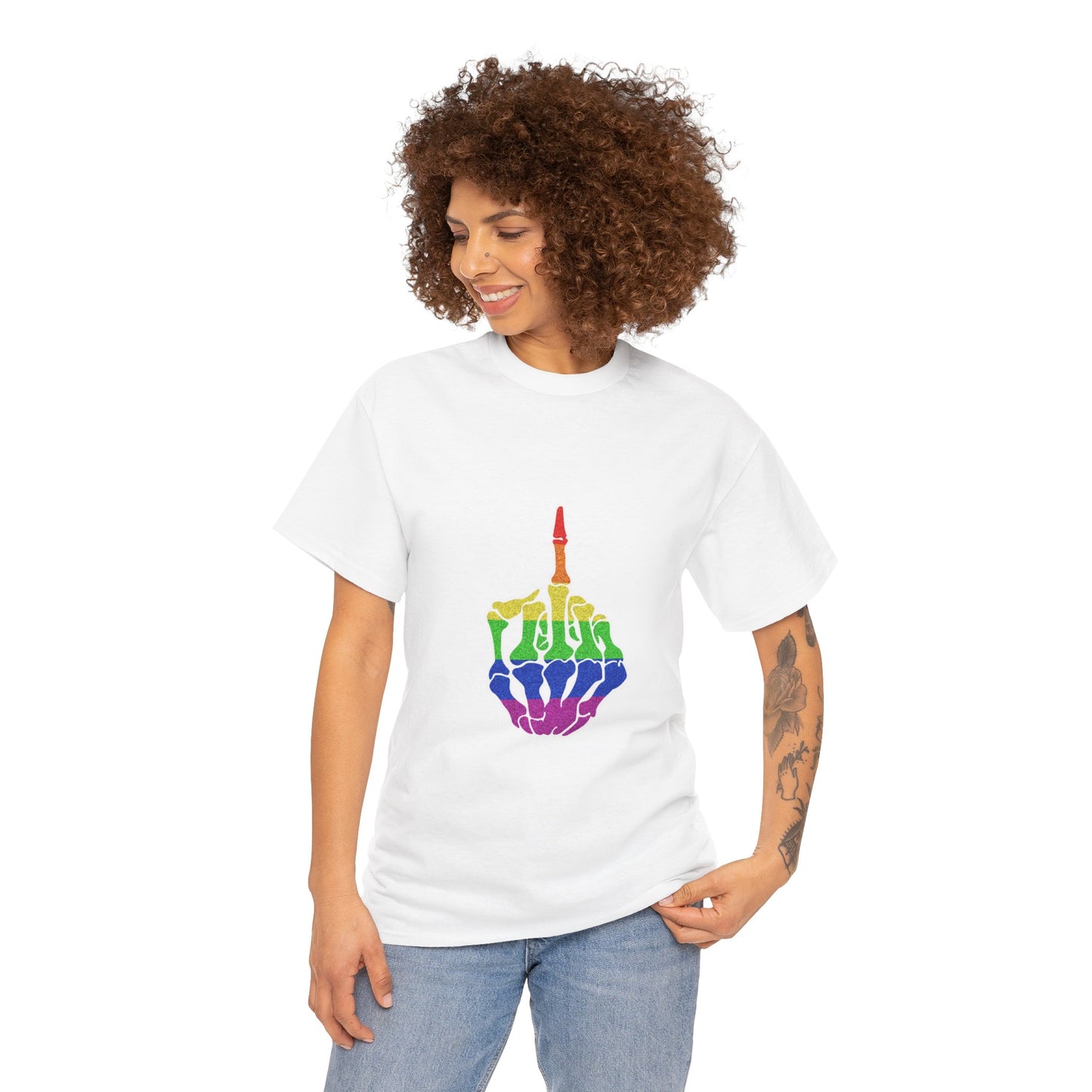 Rainbow Rebellion Skeleton Hand Unisex Cotton Top