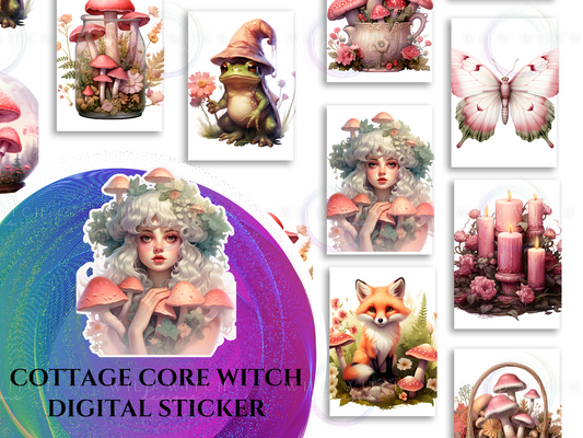 🌿 Cottagecore Witch Digital Sticker Pack 🌿