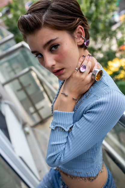 Mini Oval Colossus Ring in Pink Azalea (Silver)