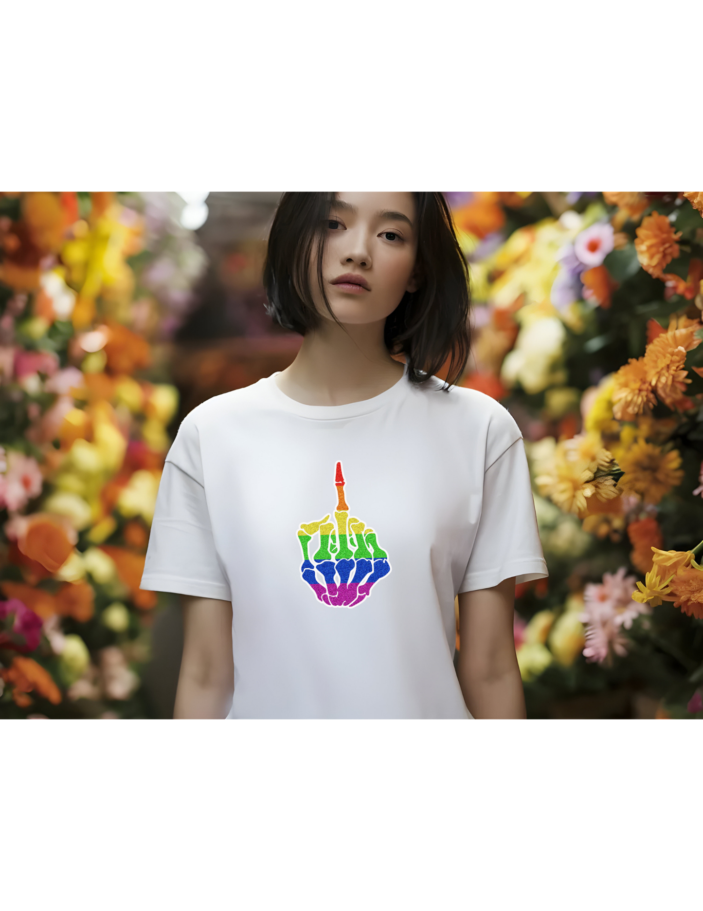 Rainbow Rebellion Skeleton Hand Unisex Cotton Top