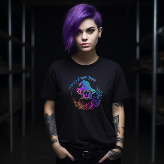 Witches Against Trump: Rainbow Resistance Edition – Cast Your Spell for Change, Unisex Heavy Cotton Tee, Feminist Tee, Casual Wear, Gift for Her, Statement Shirt, Women’s Graphic Tee