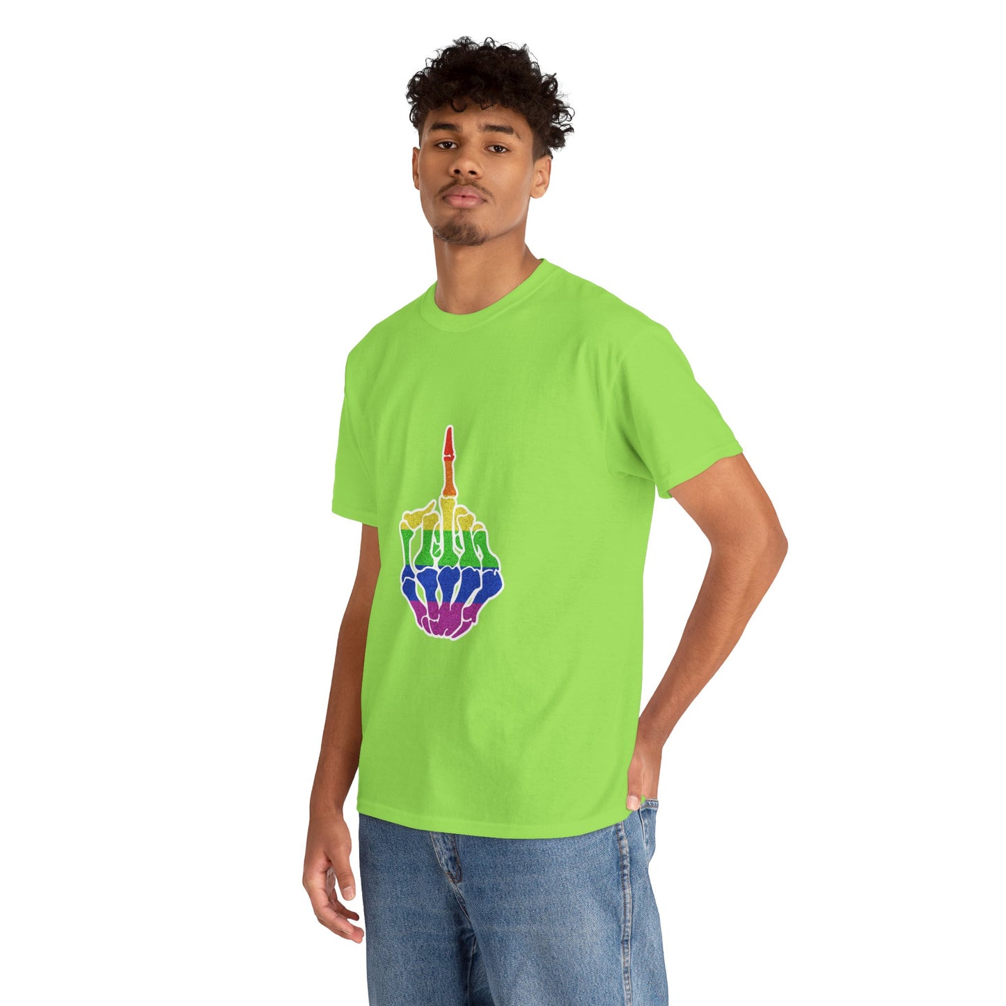 Rainbow Rebellion Skeleton Hand Unisex Cotton Top