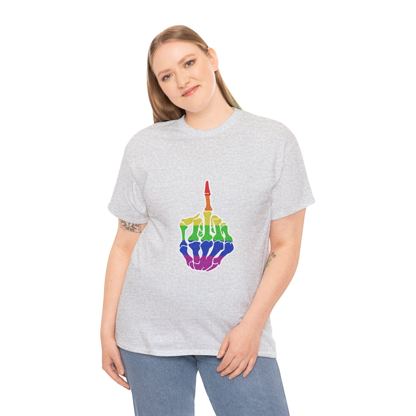 Rainbow Rebellion Skeleton Hand Unisex Cotton Top