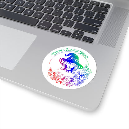 Witches Against Trump Kiss-Cut Stickers - Colorful Witch Design for Empowerment & Activism