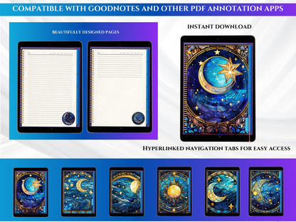 Blue Celestial Digital Planning Journal | Witchcraft Planner | Magical Journal | Digital Download | Goodnotes Compatible