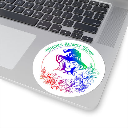Witches Against Trump Kiss-Cut Stickers - Colorful Witch Design for Empowerment & Activism
