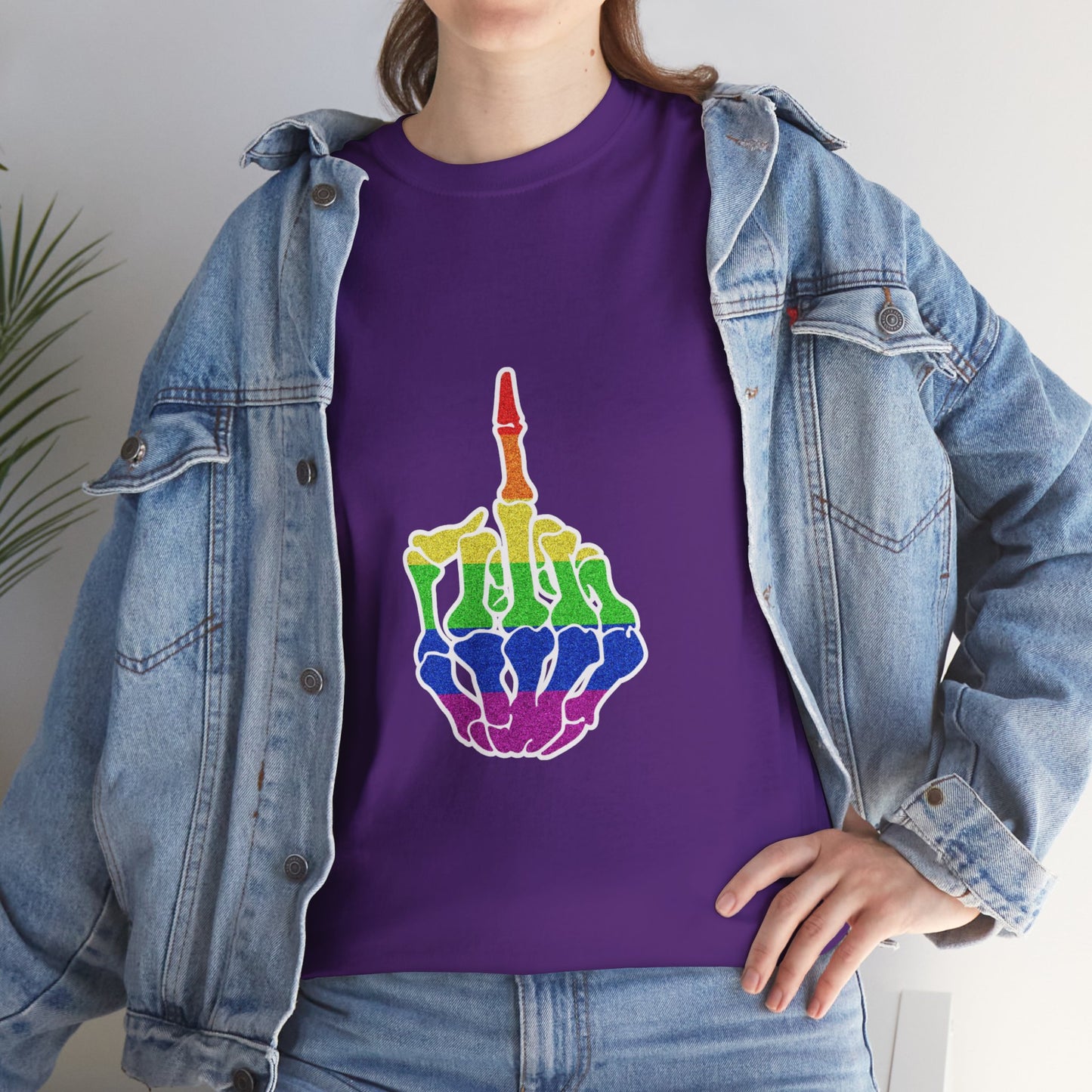 Rainbow Rebellion Skeleton Hand Unisex Cotton Top