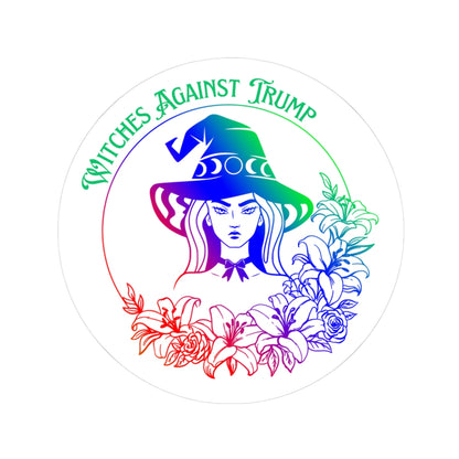 Witches Against Trump Kiss-Cut Stickers - Colorful Witch Design for Empowerment & Activism