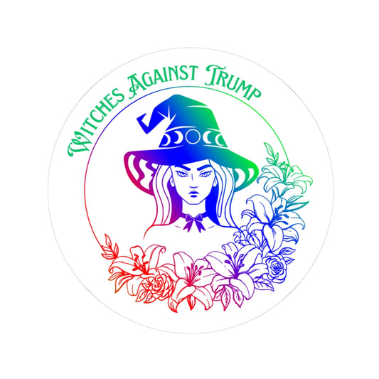 Witches Against Trump Kiss-Cut Stickers - Colorful Witch Design for Empowerment & Activism
