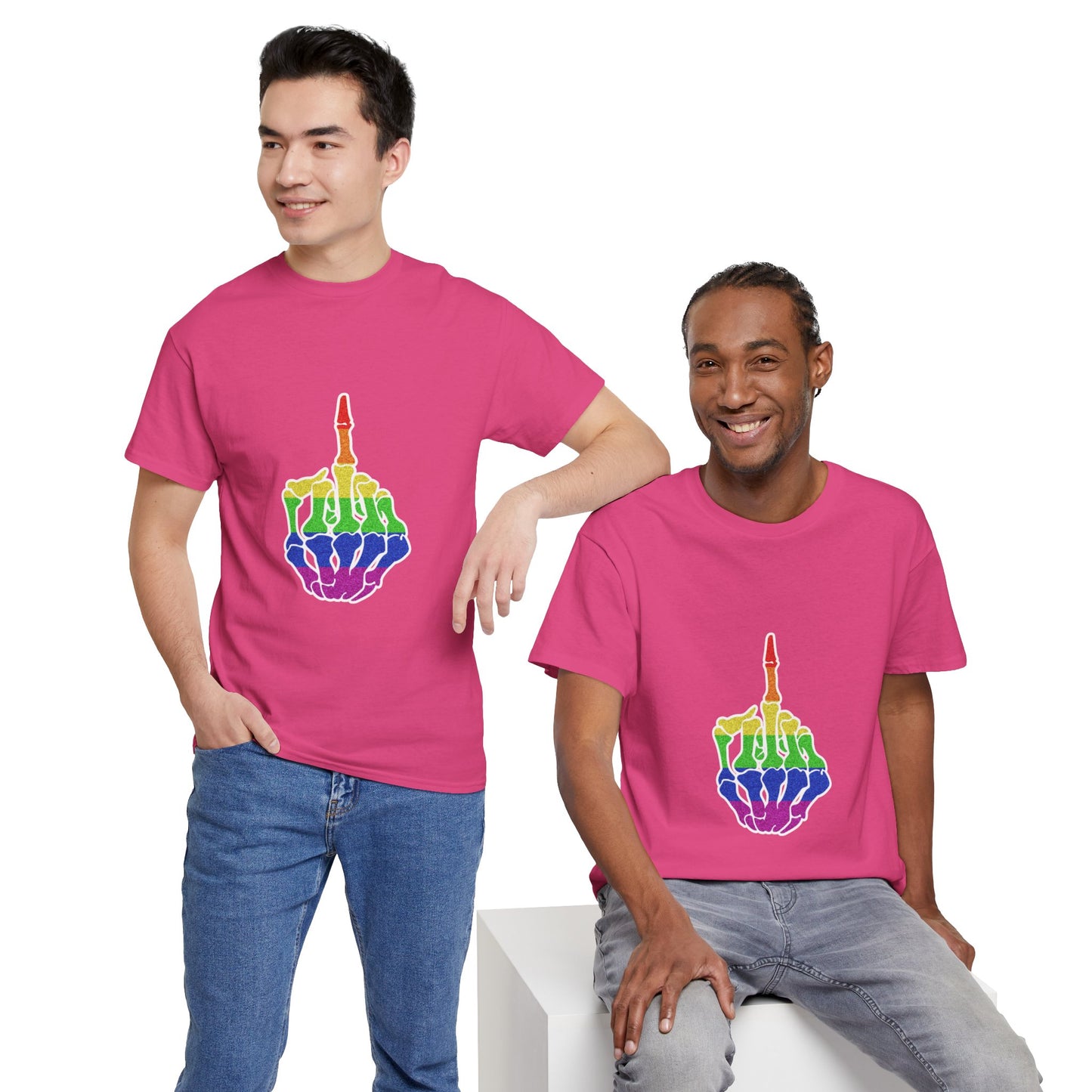 Rainbow Rebellion Skeleton Hand Unisex Cotton Top