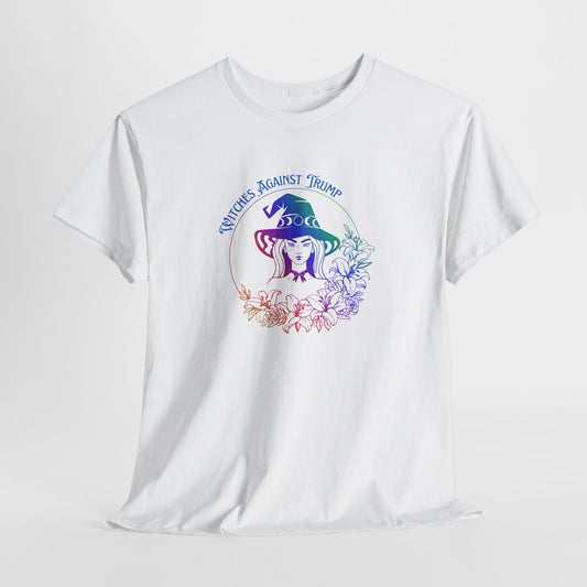 Witches Against Trump: Rainbow Resistance Edition – Cast Your Spell for Change, Unisex Heavy Cotton Tee, Feminist Tee, Casual Wear, Gift for Her, Statement Shirt, Women’s Graphic Tee