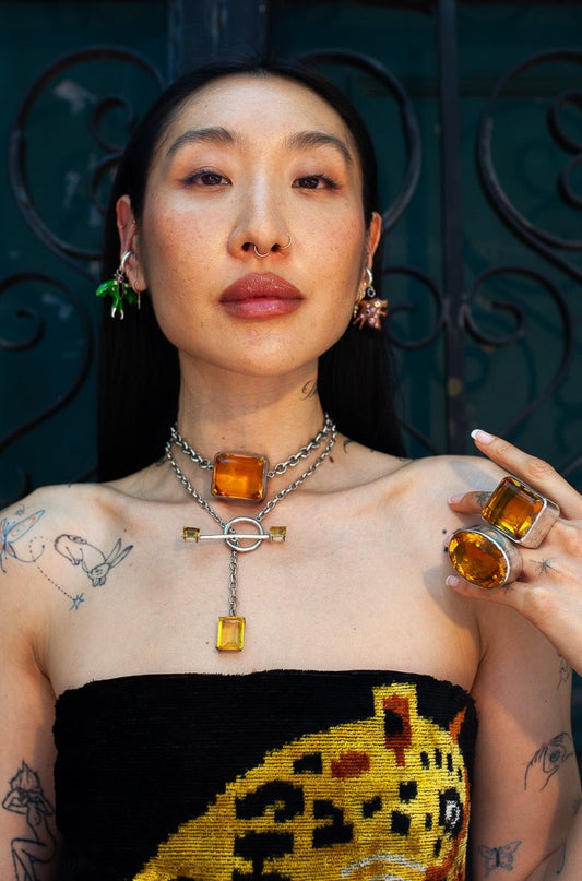 Square Goliath Choker in Golden (Silver)