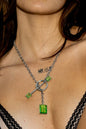 Gem Drop Toggle Necklace in Green Envy (Silver)