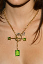 Gem Drop Toggle Necklace in Green Envy (Gold)