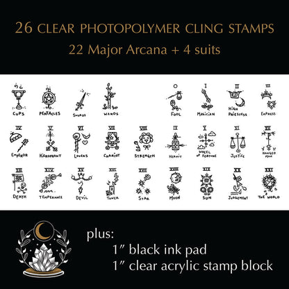 Tarot Stamps - Set of 26 Original Clear Photopolymer Cling Stamps