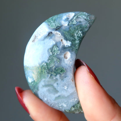 Moss Agate Grid Crystal Green Moon Spirit Rising Stone