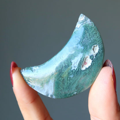 Moss Agate Grid Crystal Green Moon Spirit Rising Stone