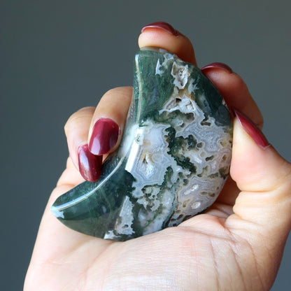 Moss Agate Grid Crystal Green Moon Spirit Rising Stone