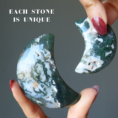 Moss Agate Grid Crystal Green Moon Spirit Rising Stone