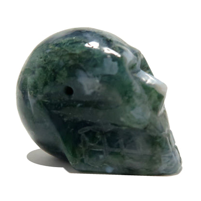 Moss Agate Skull Relic Earth Green Crystal Bead