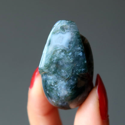 Moss Agate Skull Relic Earth Green Crystal Bead