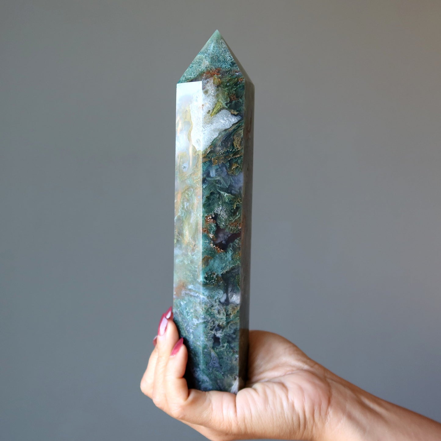 Moss Agate Tower Wand Witch of the Green Forest