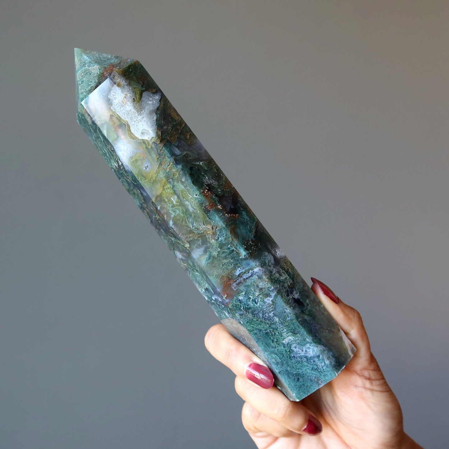 Moss Agate Tower Wand Witch of the Green Forest