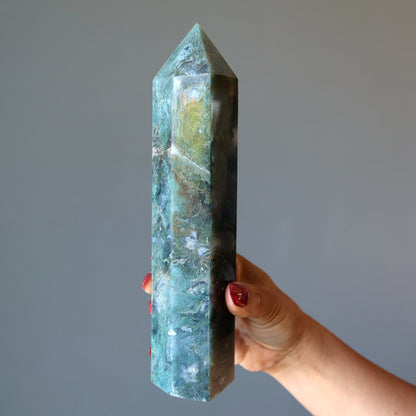 Moss Agate Tower Wand Witch of the Green Forest