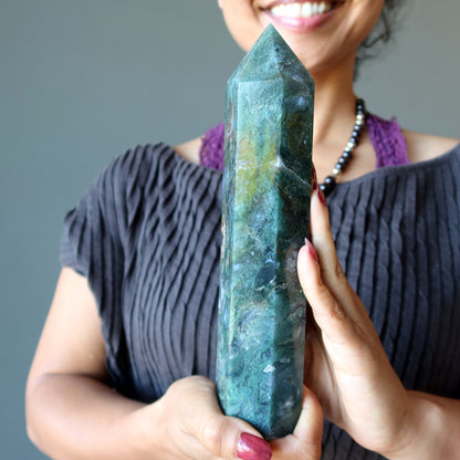 Moss Agate Tower Wand Witch of the Green Forest
