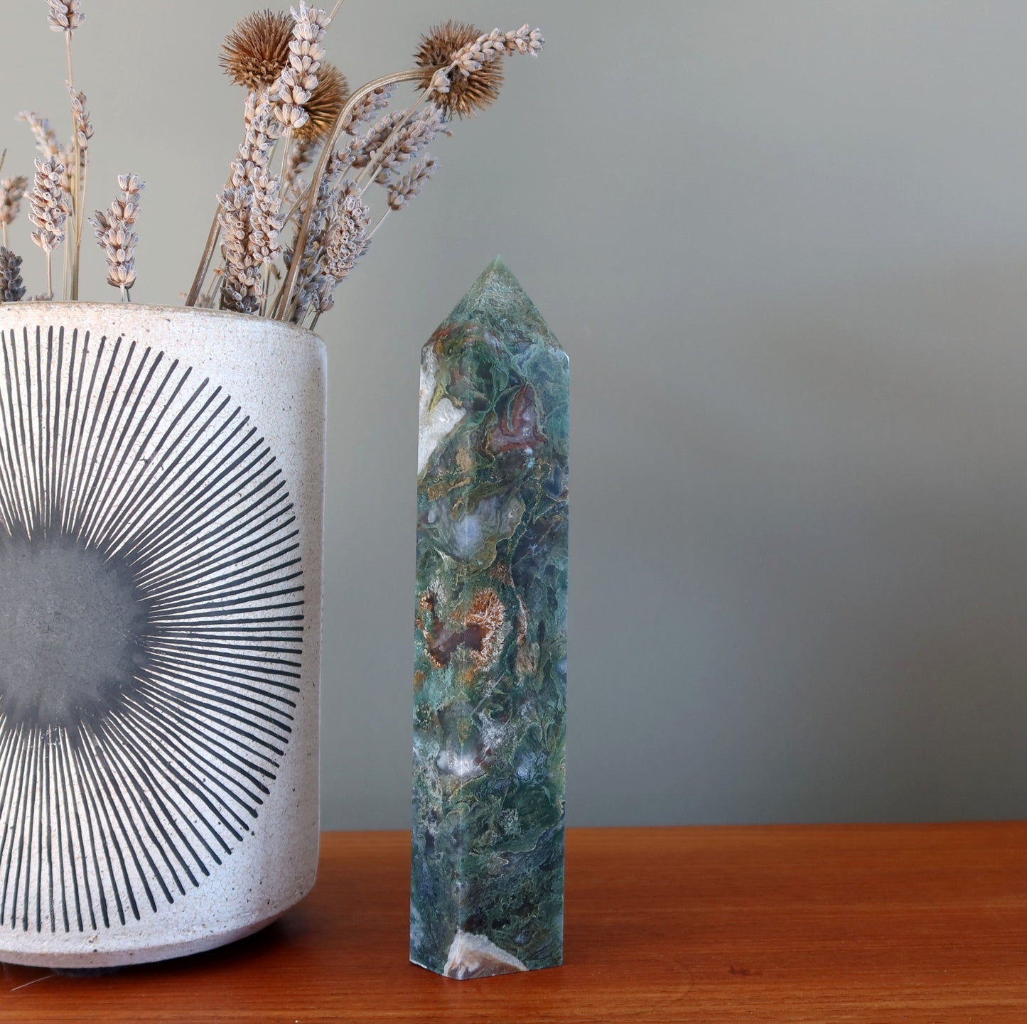 Moss Agate Tower Wand Witch of the Green Forest