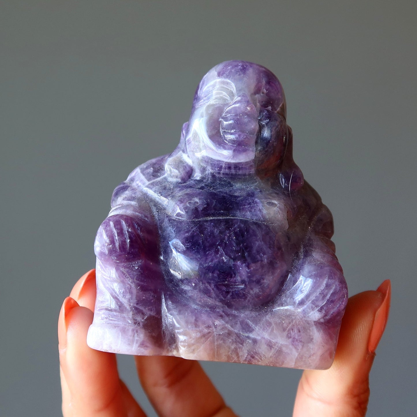 Amethyst Laughing Buddha Statue Enlightenment