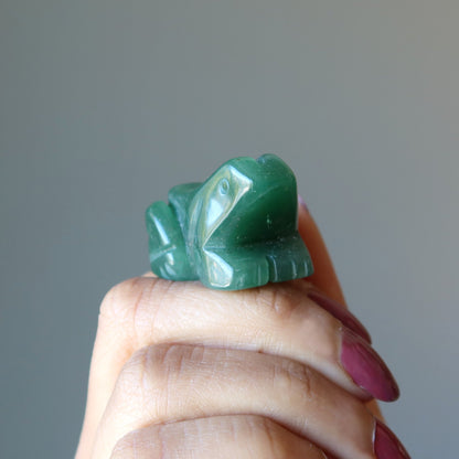Green Aventurine Frog Leap of Faith Crysal Figurine