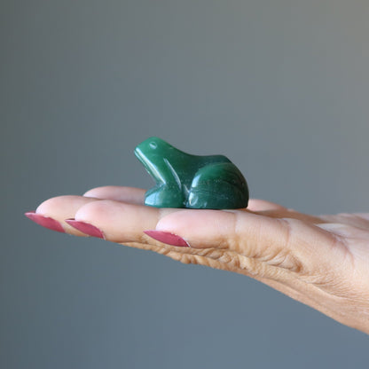 Green Aventurine Frog Leap of Faith Crysal Figurine