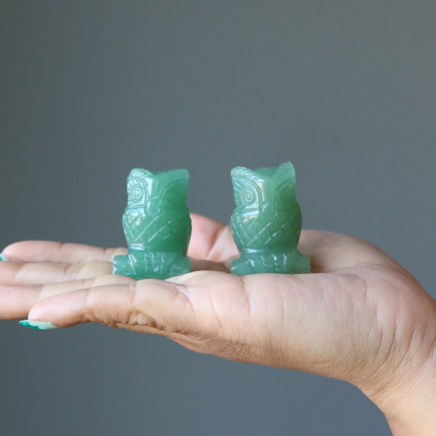 Green Aventurine Owl Journey of Abundance Animal