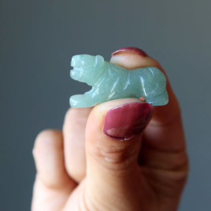 Green Aventurine Tiger 1" Miniature Animal Abundance