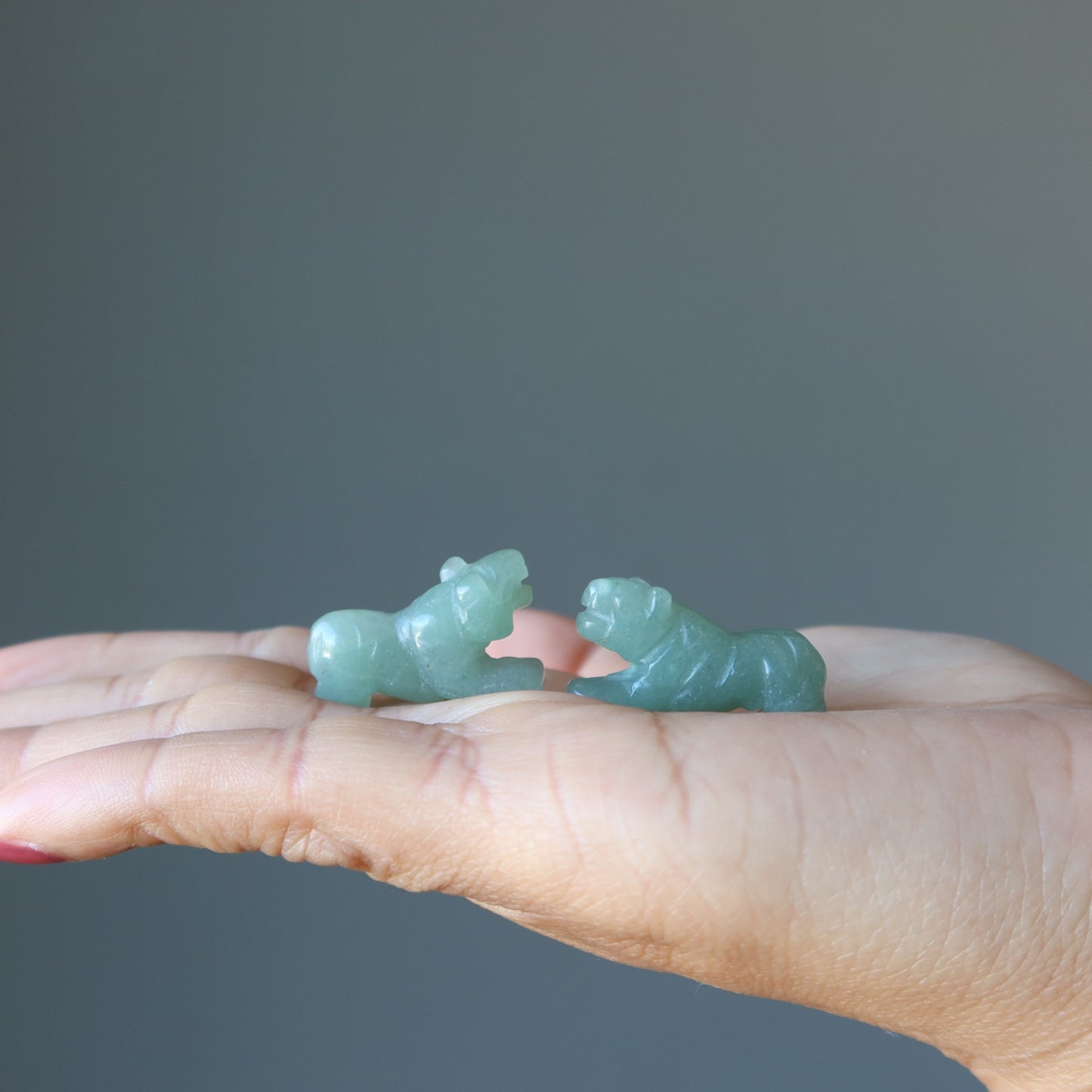 Green Aventurine Tiger 1" Miniature Animal Abundance