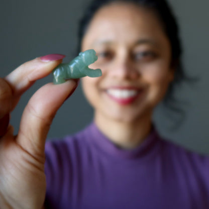 Green Aventurine Tiger 1" Miniature Animal Abundance