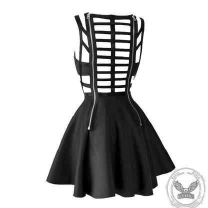 Black Cutout Crossover A-line Mini Dress