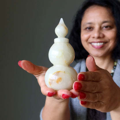 Yellow Calcite Gourd Feng Shui Vase Hu Lu Luck