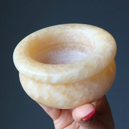 Yellow Calcite Money Bowl Ingot Set Wealth Feng Shui