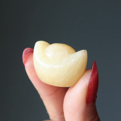 Yellow Calcite Money Bowl Ingot Set Wealth Feng Shui