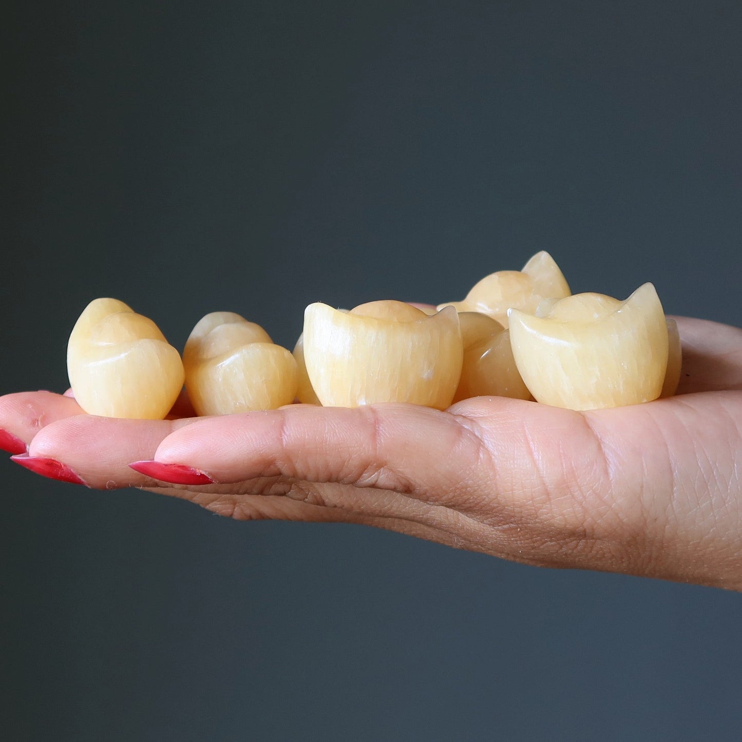 Yellow Calcite Money Bowl Ingot Set Wealth Feng Shui