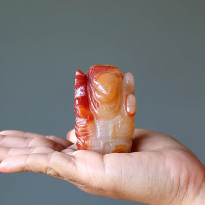 Carnelian Ganesh Orange Hindu Elephant God