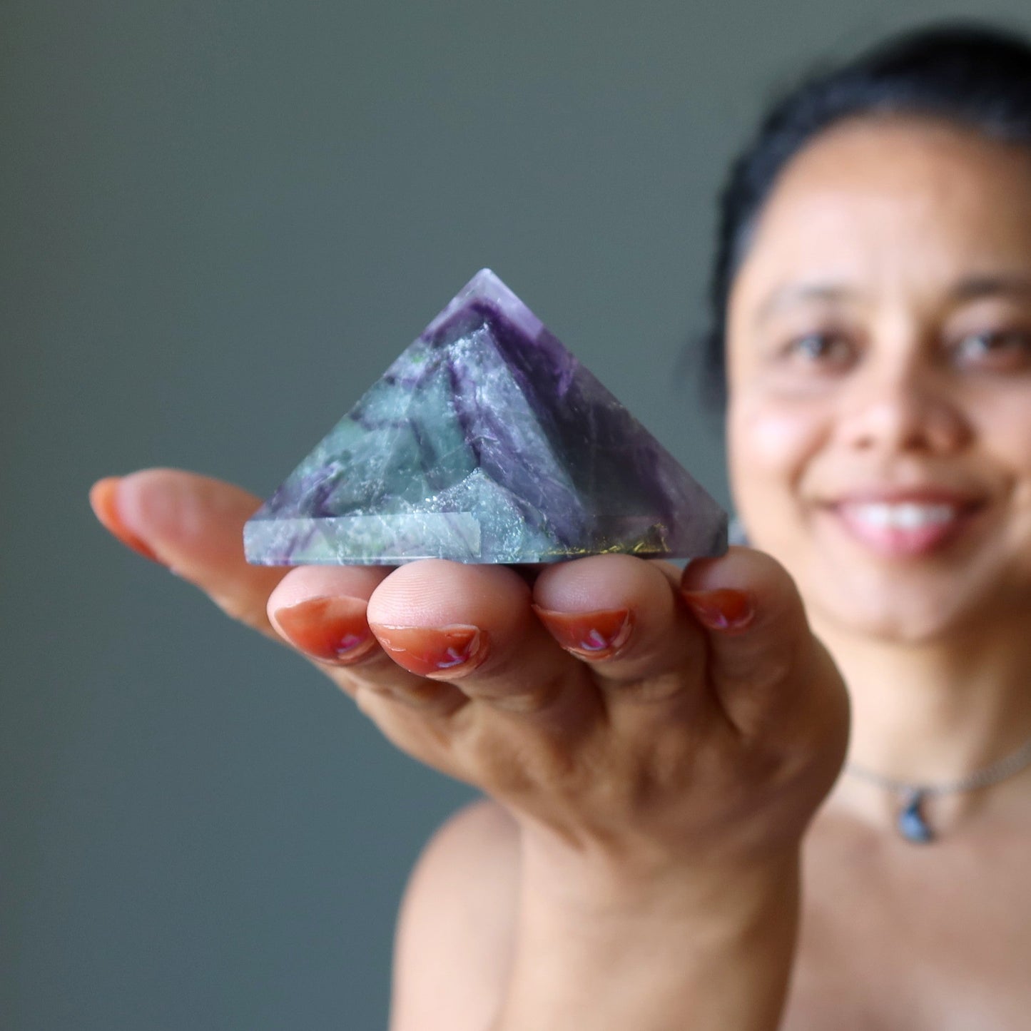Fluorite Pyramid Purple Green Genius Stone
