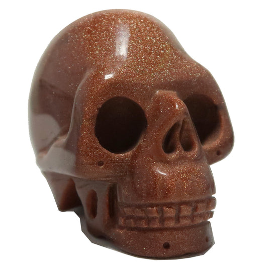 Goldstone Skull Make it or Break Brown Carving